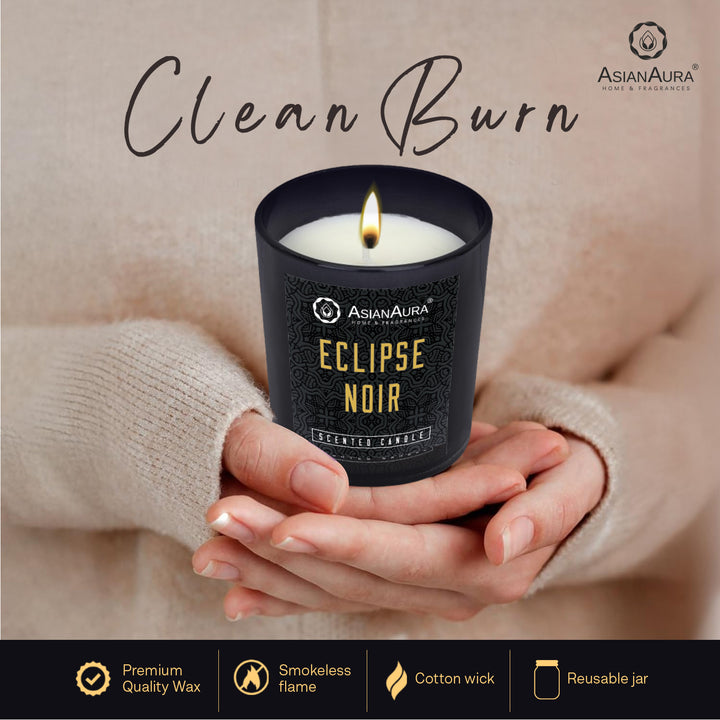 Black Jar Candle with Wooden Lid  - Eclipse Noir
