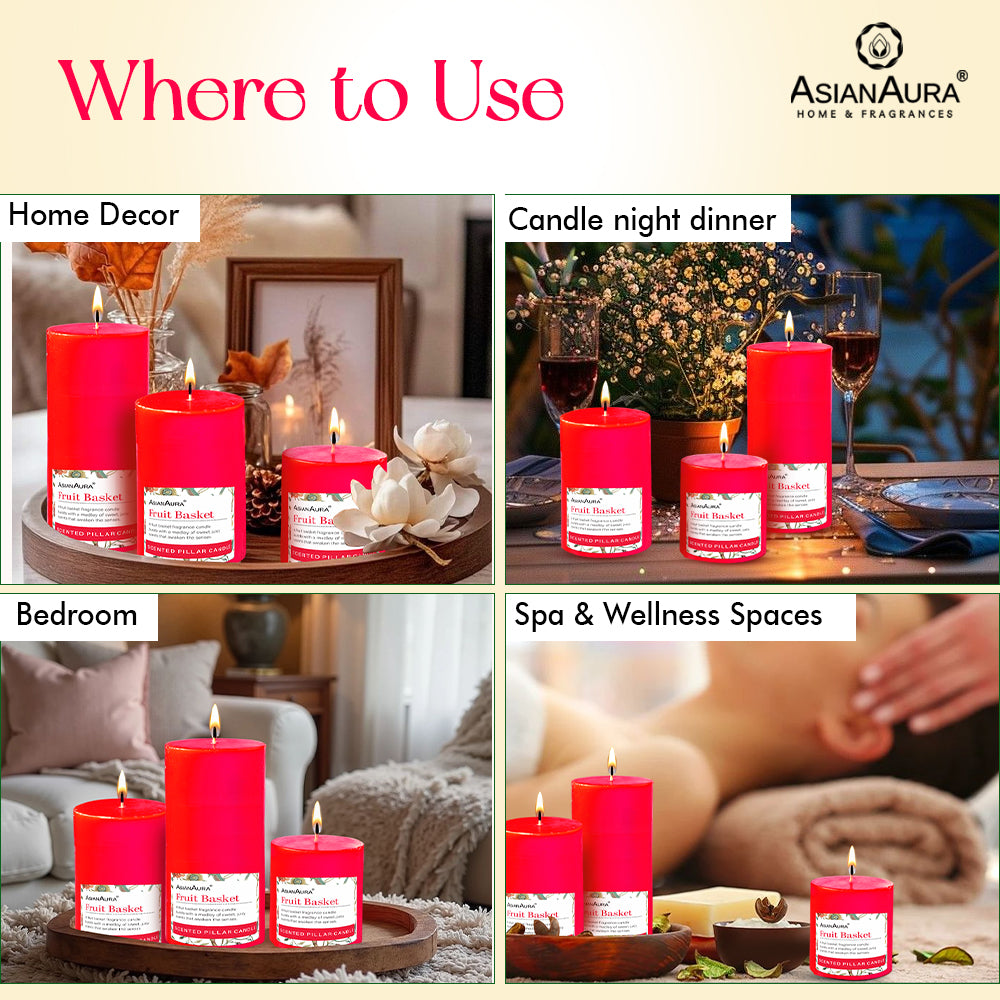 Fruit Basket Pillar Candle (Pack of 3)