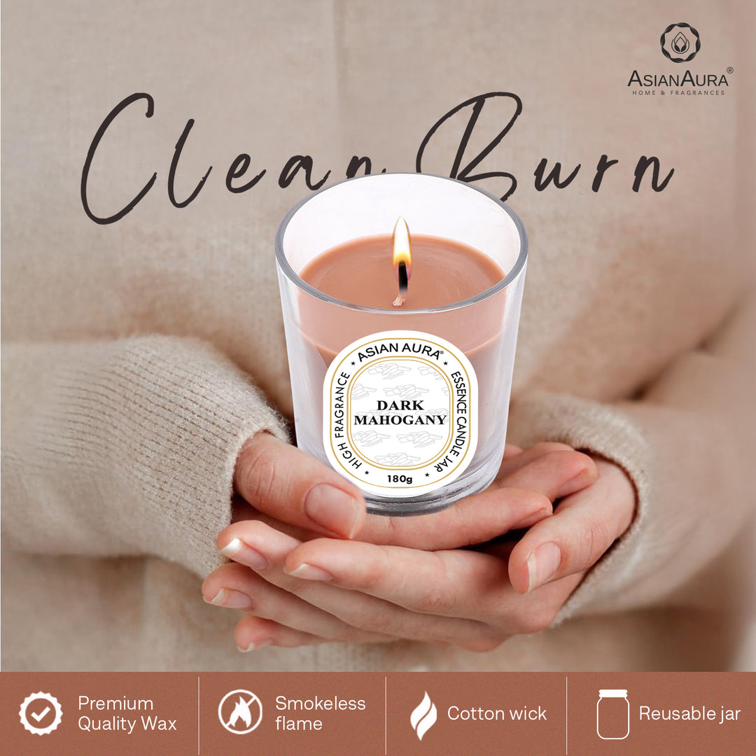 Jar Candle with Wooden Lid - Dark Mahogany