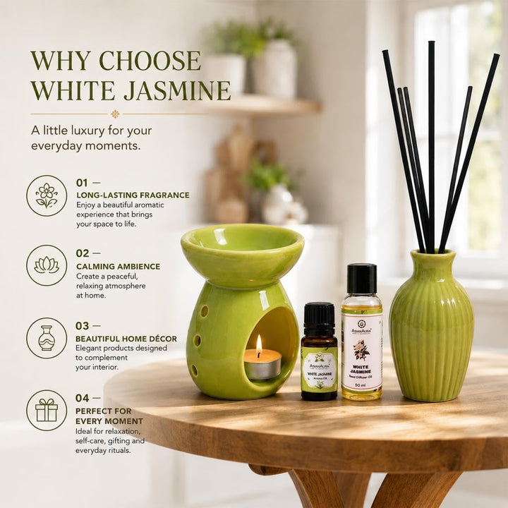 Asian Aura Aroma Gift Set with Oil Burner, Reed Diffuser, Jar Candles & Floater Candles