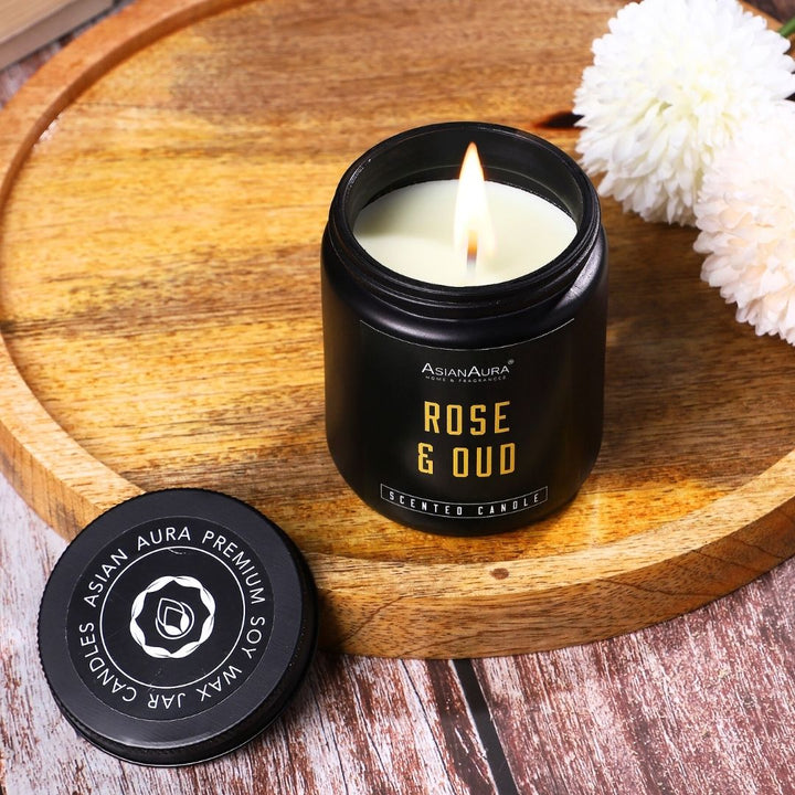 Black Screw Jar Candle - Rose & Oud