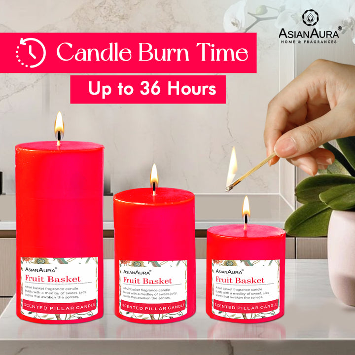 Fruit Basket Pillar Candle (Pack of 3)