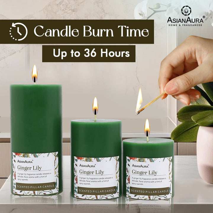 Ginger Lily Pillar Candle (Pack of 3)