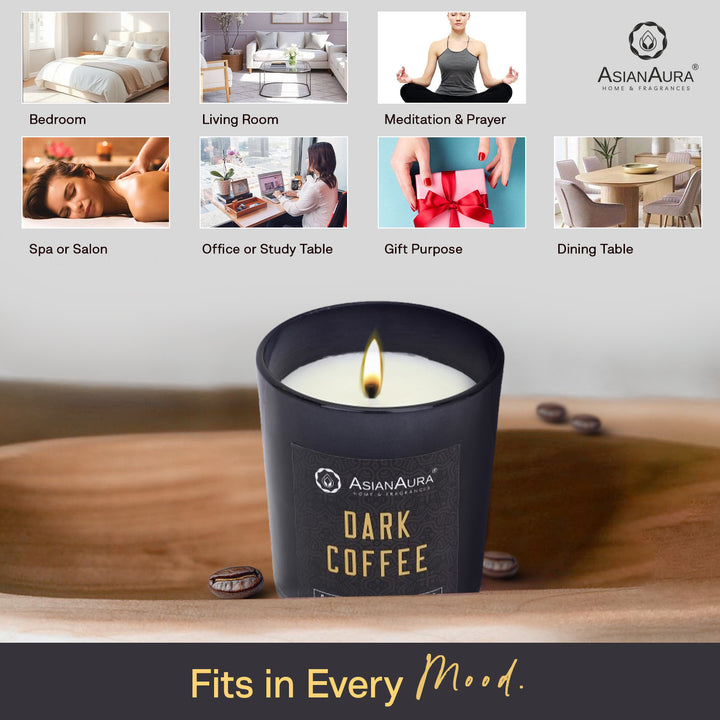 Black Jar Candle with Wooden Lid  - Dark Coffee
