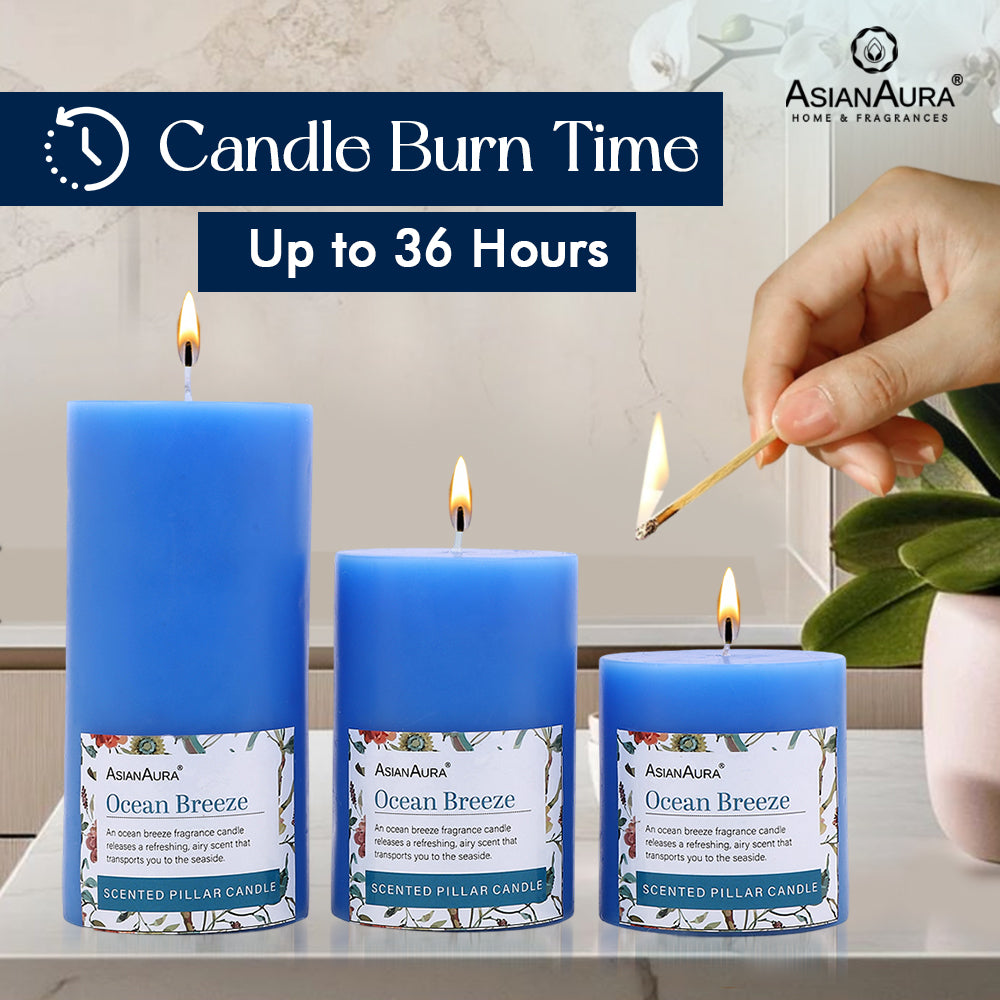 Ocean Breeze Pillar Candle (Pack of 3)