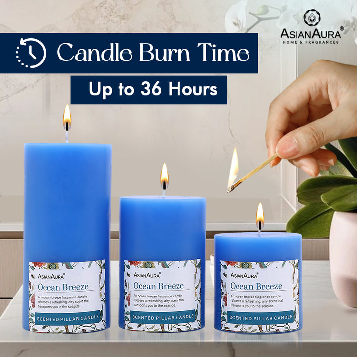 Ocean Breeze Pillar Candle (Pack of 3)