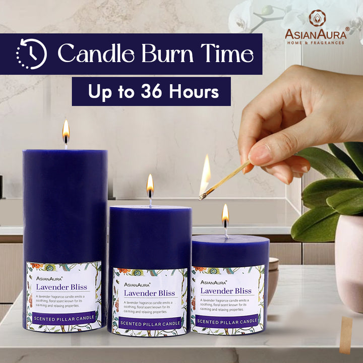 Lavender Bliss Pillar Candle (Pack of 3)