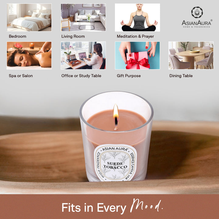 Jar Candle with Wooden Lid - Suede Tobacco