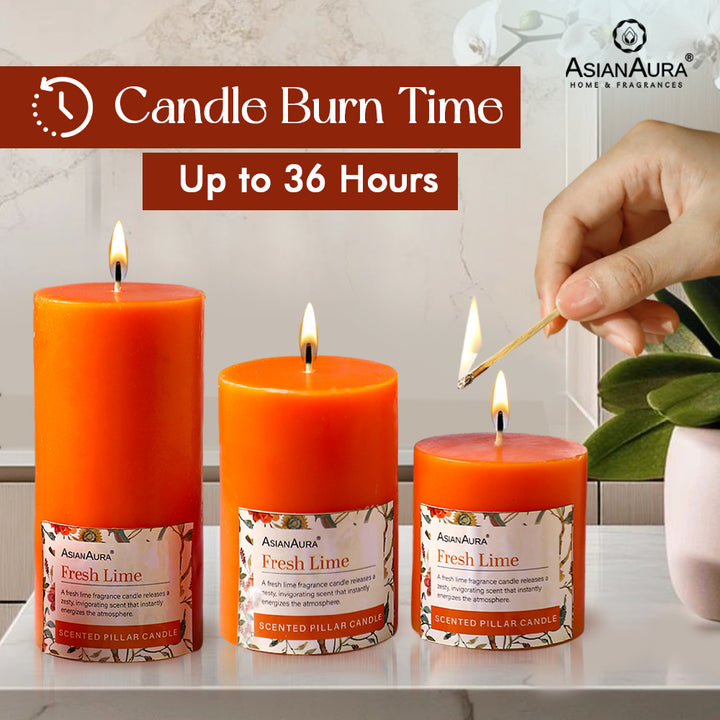 Fresh Lime Pillar Candle (Pack of 3)