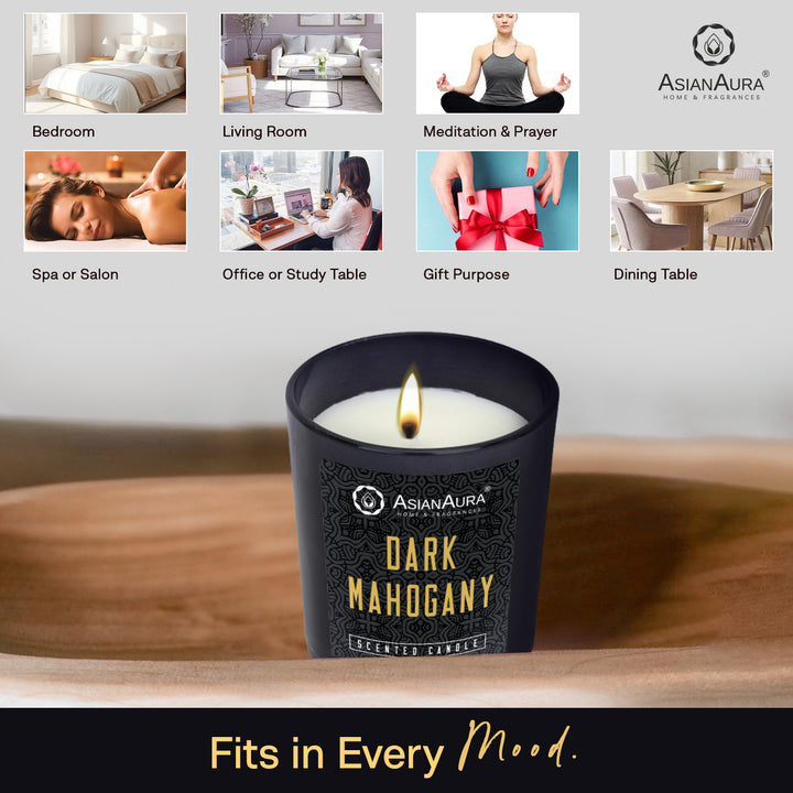 Black Jar Candle with Wooden Lid  - Dark Mahogany