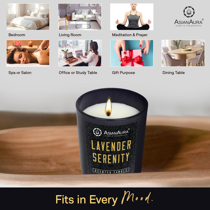 Black Jar Candle with Wooden Lid  - Lavender Serenity