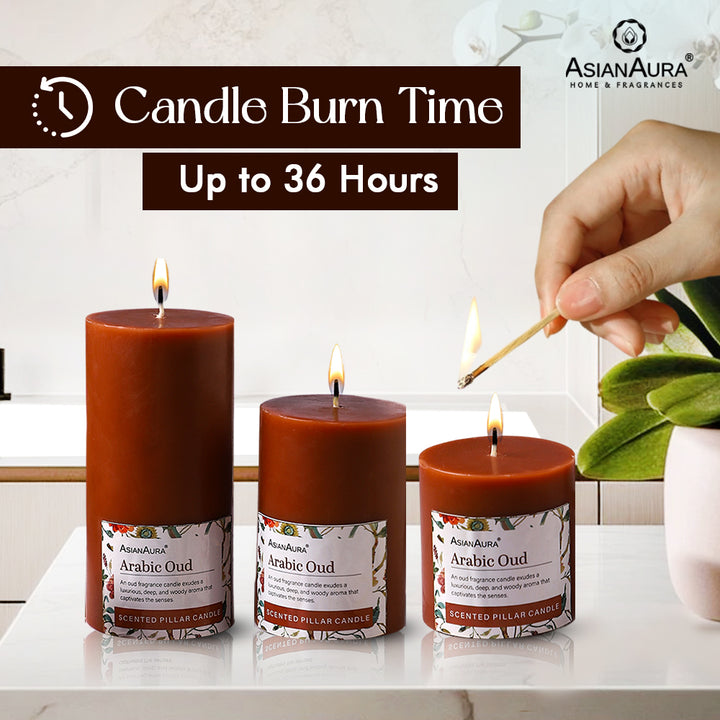 Arabic Oud Pillar Candle (Pack of 3)