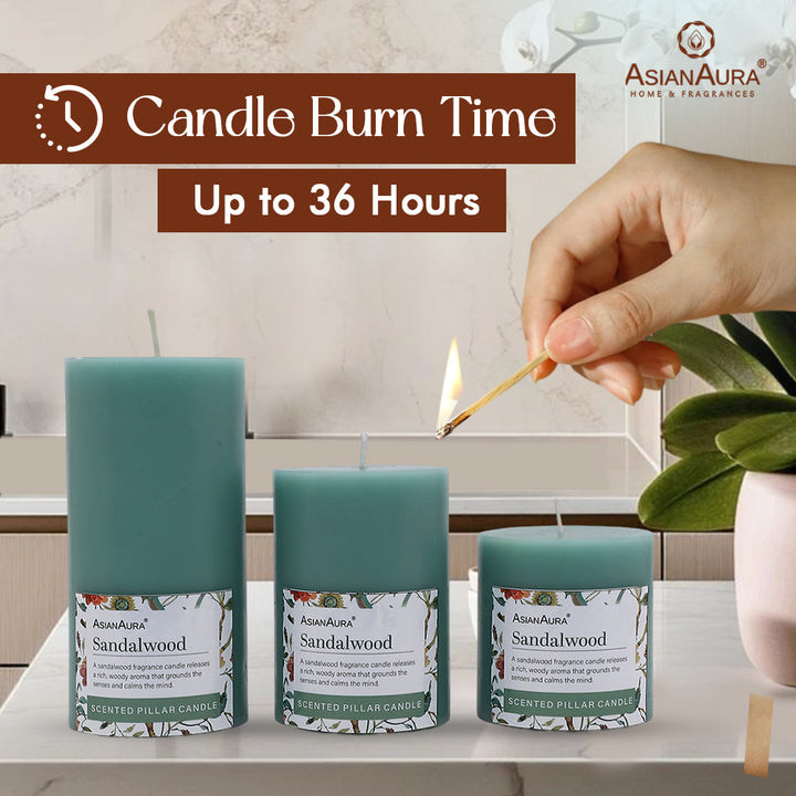 Sandalwood Pillar Candle (Pack of 3)