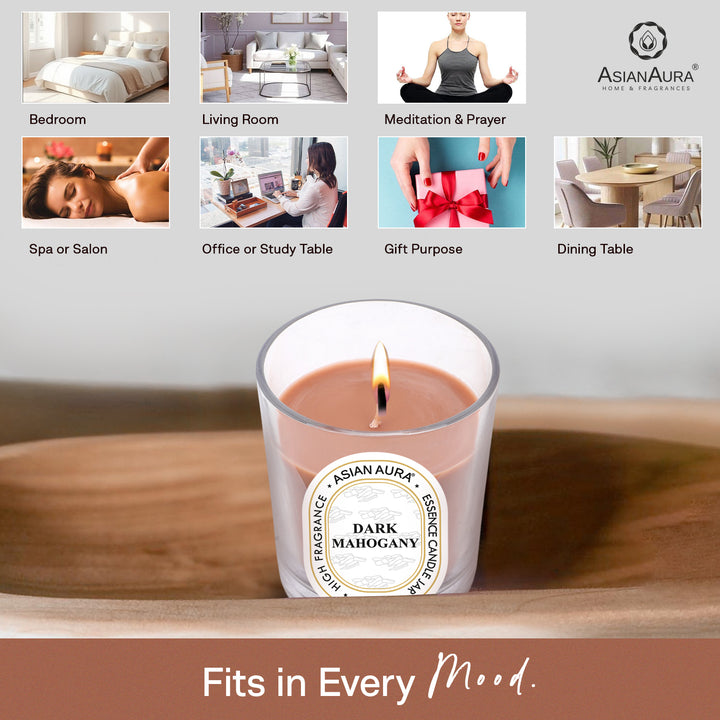 Jar Candle with Wooden Lid - Dark Mahogany