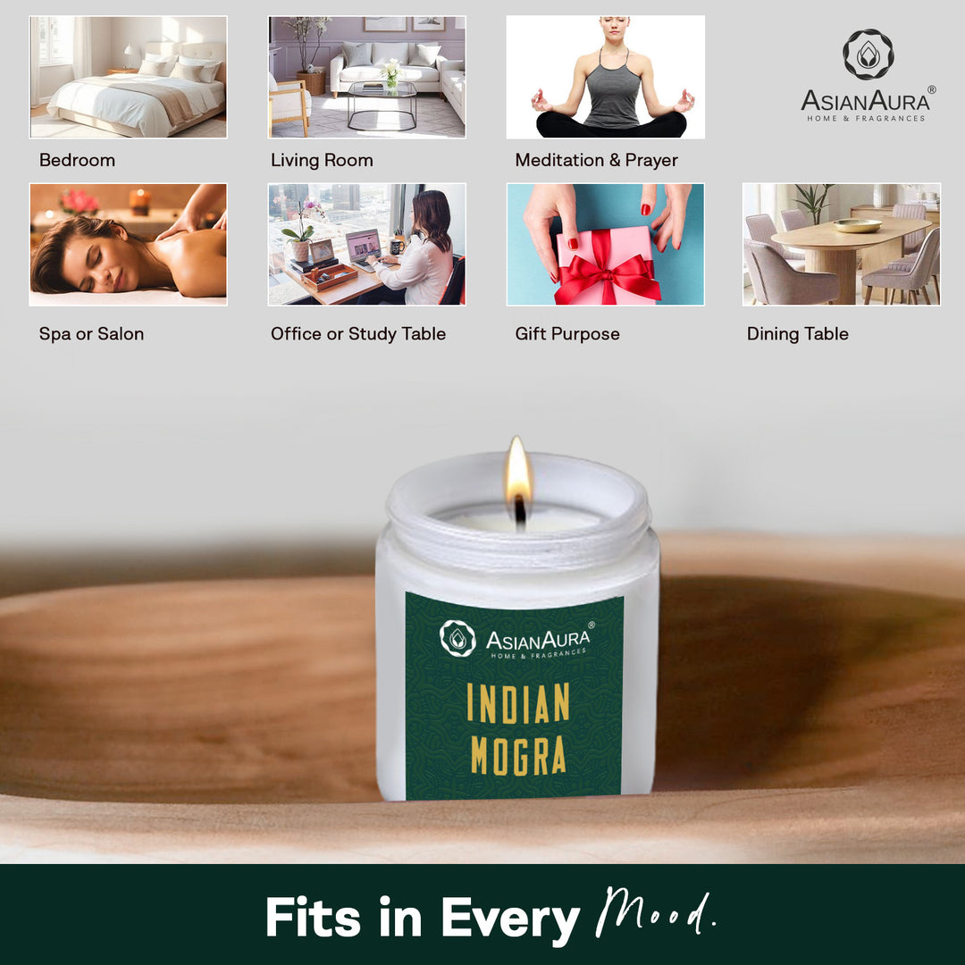 White Screw Jar Candle - Indian Mogra