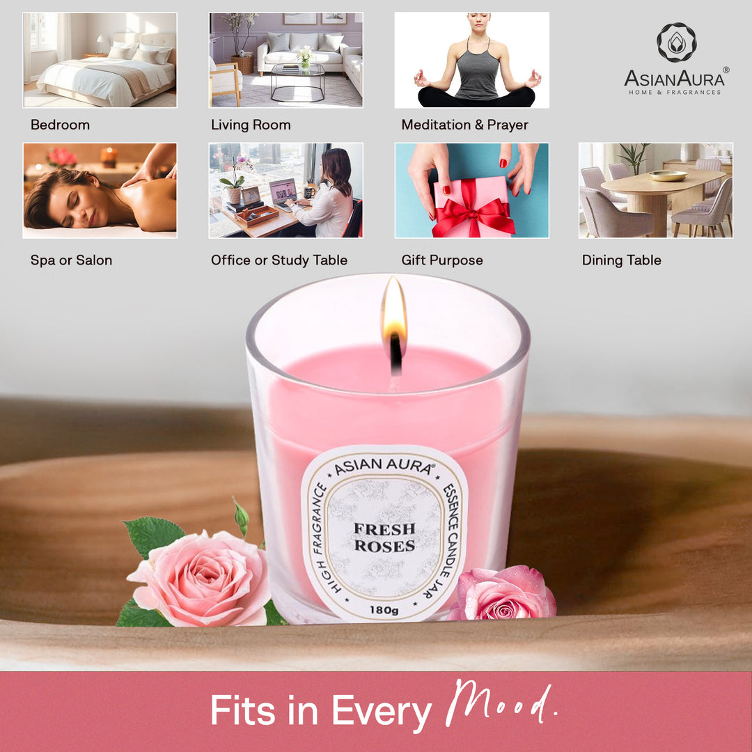 Jar Candle with Wooden Lid - Fresh Rose