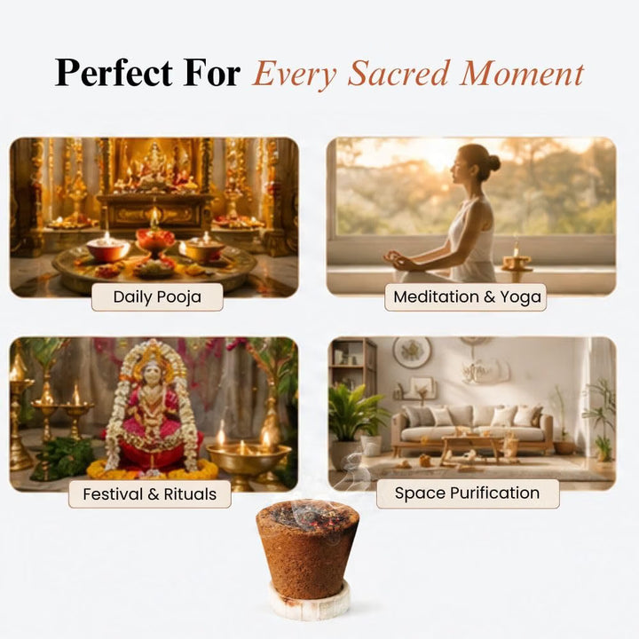 Asian Aura 4-in-1 Sambrani Dhoop Cups | Sandalwood, Rose, Jasmine & Guggal (Pack of 12)