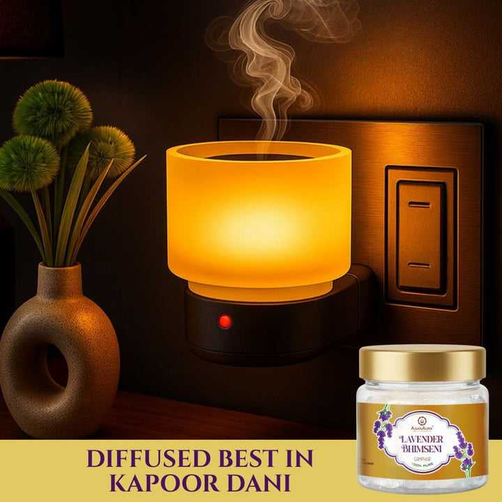Bhimseni Camphor 50g Jar Pack of 1 | 100% Pure Natural Kapooram for Puja, Havan, Meditation & Aromatherapy | Sweet Fragrance Kapur for Home| (Bhimseni Camphor Lavender-50g)
