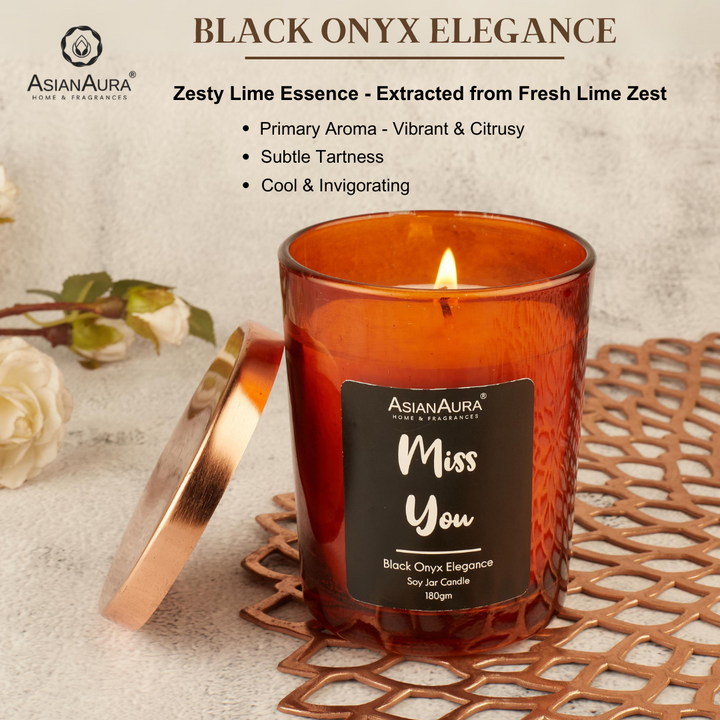 Amber Scented Glass Jar Candle - Black Onyx Elegance