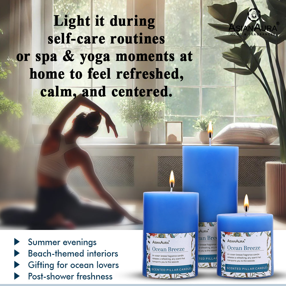 Ocean Breeze Pillar Candle (Pack of 3)