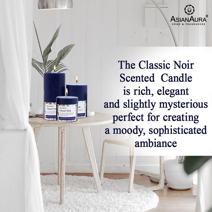 Classic Noir Pillar Candle (Pack of 3)