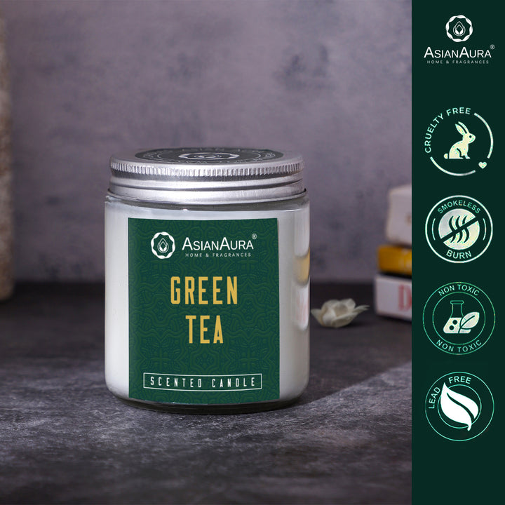 White Screw Jar Candle - Green Tea