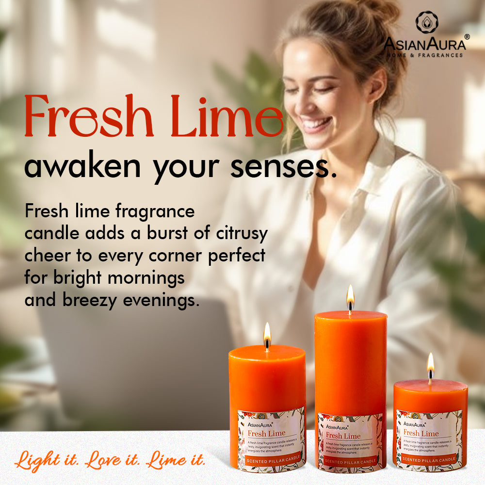 Fresh Lime Pillar Candle (Pack of 3)