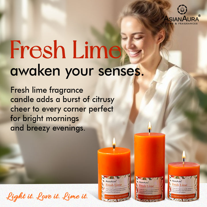 Fresh Lime Pillar Candle (Pack of 3)
