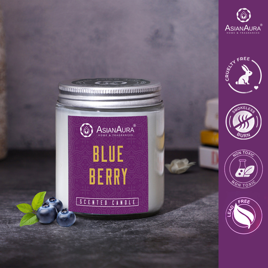 White Screw Jar Candle - Blue Berry