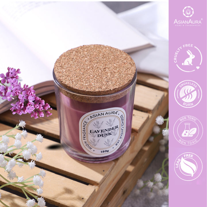 Jar Candle with Wooden Lid - Lavender Dusk