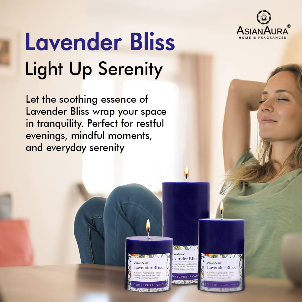 Lavender Bliss Pillar Candle (Pack of 3)