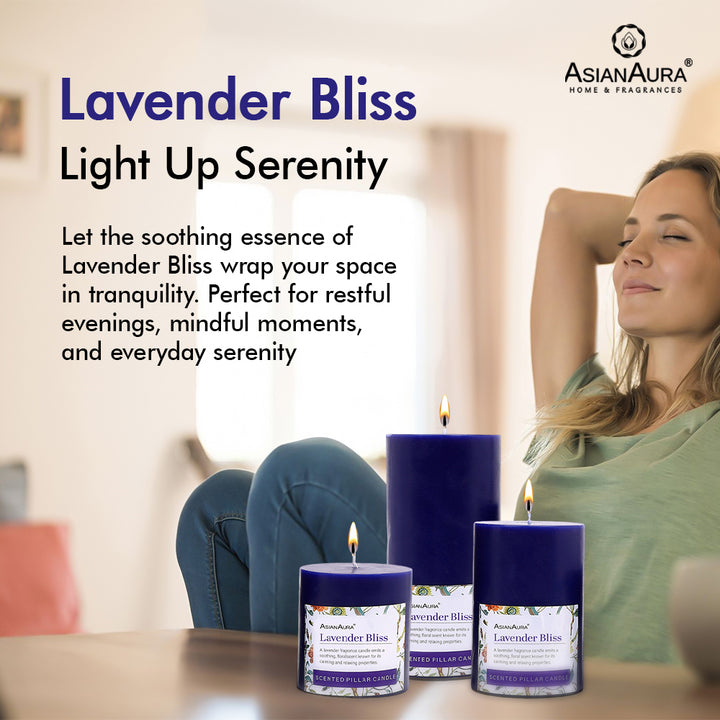 Lavender Bliss Pillar Candle (Pack of 3)