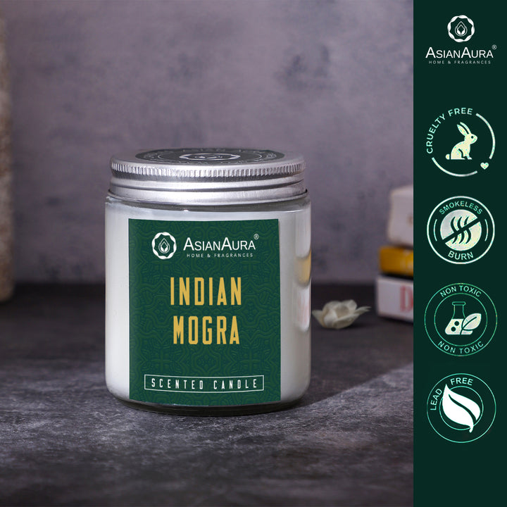 White Screw Jar Candle - Indian Mogra