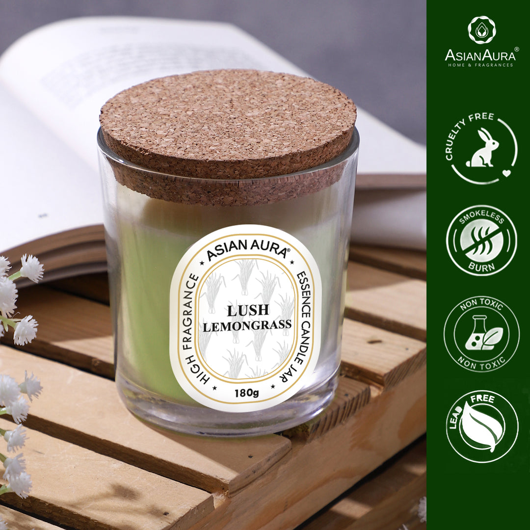 Jar Candle with Wooden Lid - Lush Lemongrass