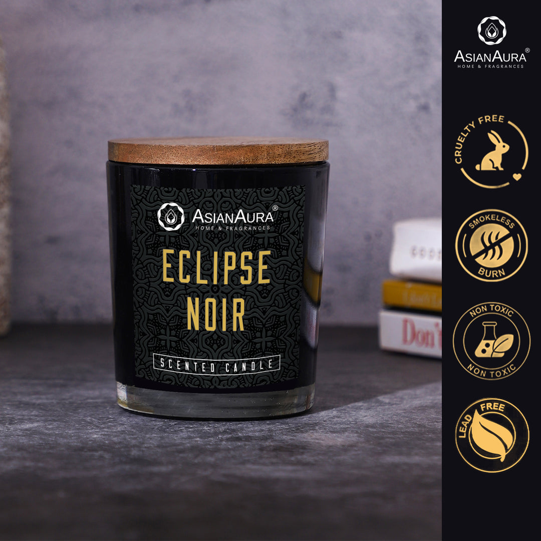 Black Jar Candle with Wooden Lid  - Eclipse Noir