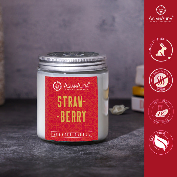 White Screw Jar Candle - Strawberry