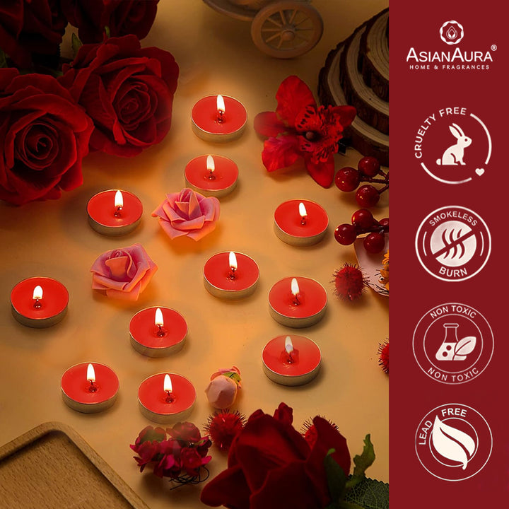Romantic Rose T-Light Candles - Pack Of 10
