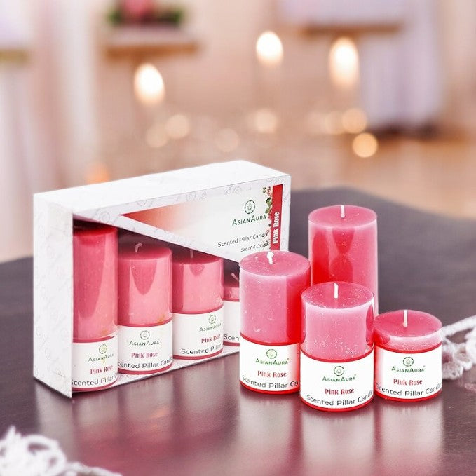 Rose Pillar Candle (Pack Of 4)