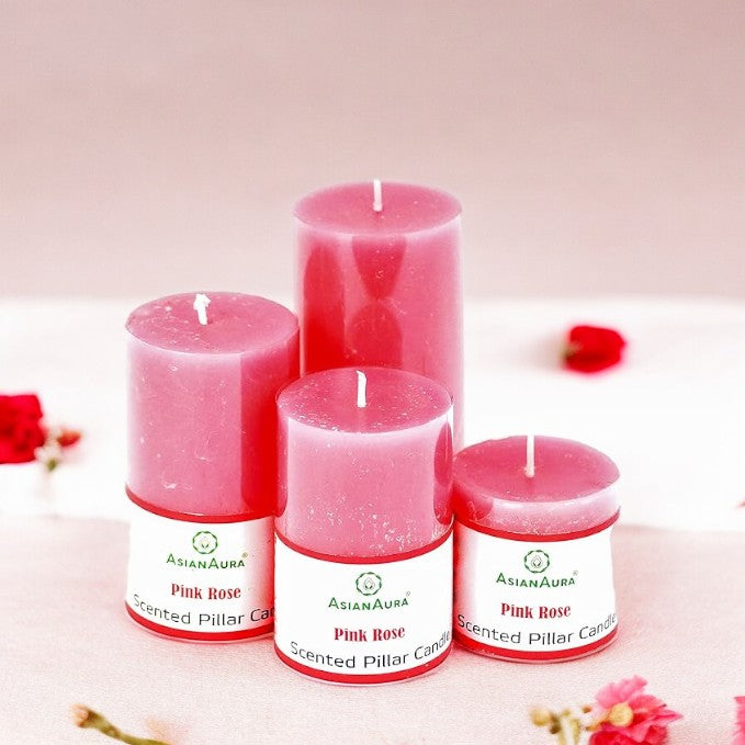 Rose Pillar Candle (Pack Of 4)