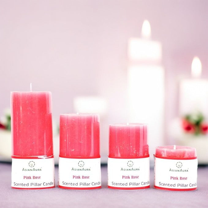 Rose Pillar Candle (Pack Of 4)