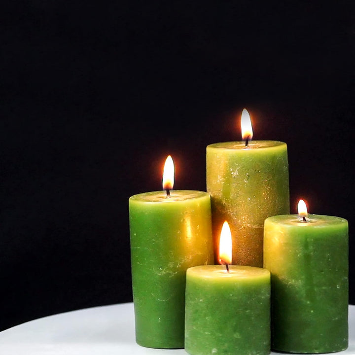 Green Apple Scented Pillar Candle Set