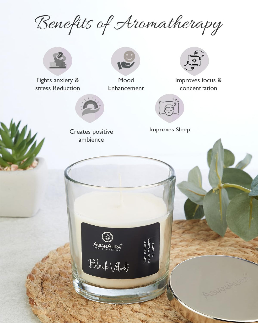 Scented Glass Jar Candle -Black Velvet Fragrance