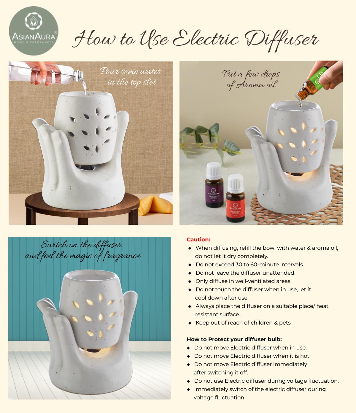 Hand Shaped Electric Diffuser Asian Aura