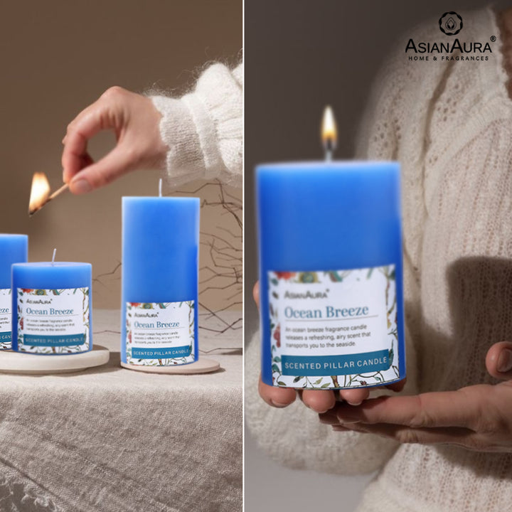 Ocean Breeze Pillar Candle (Pack of 3)