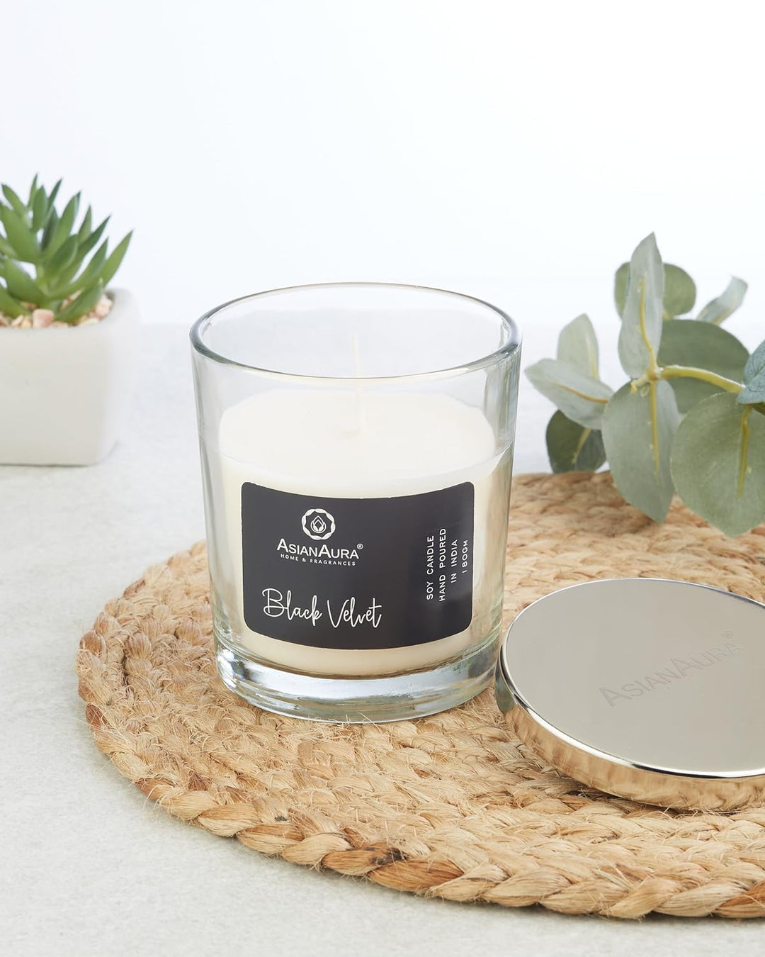 Scented Glass Jar Candle -Black Velvet Fragrance