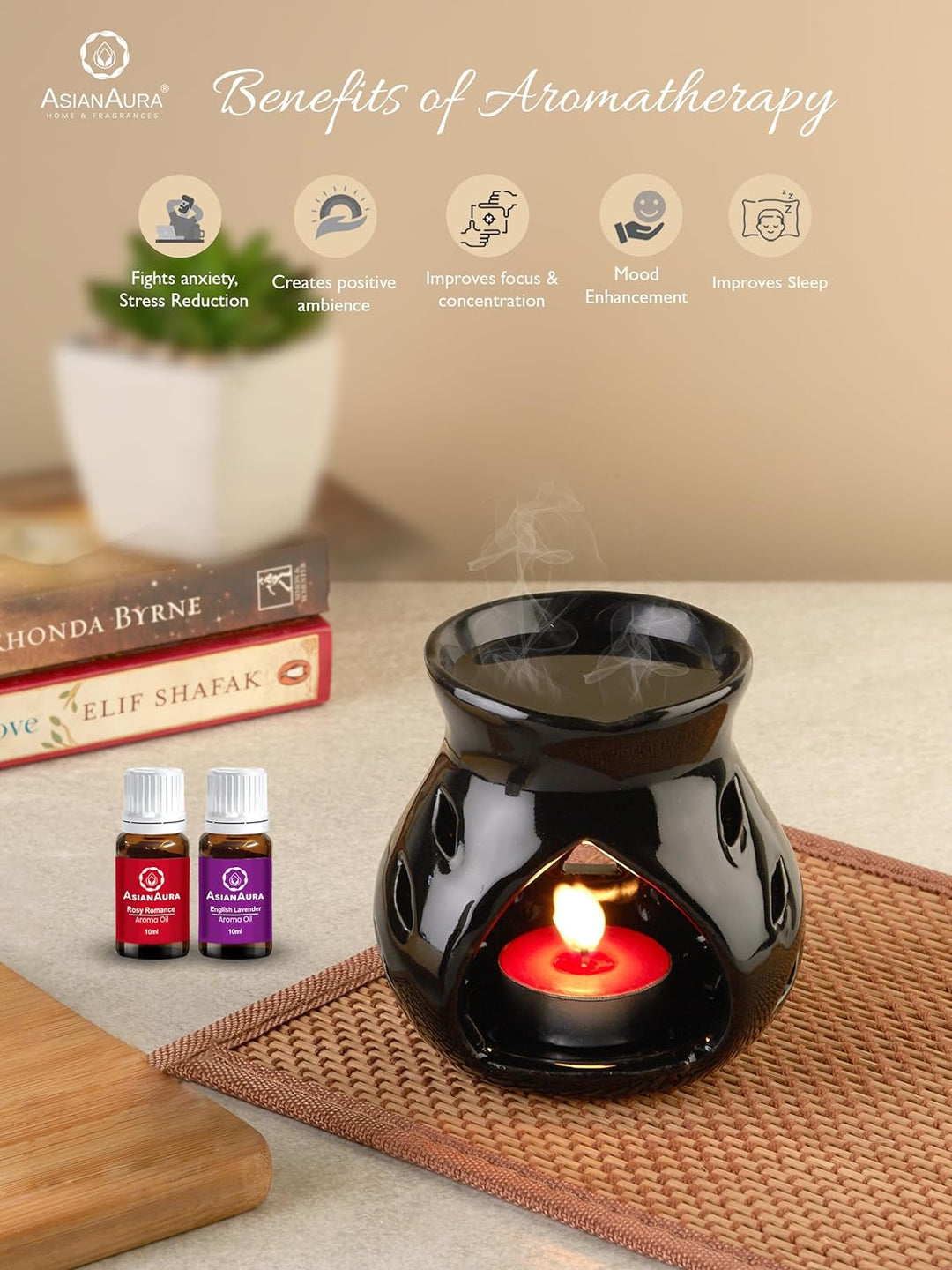 Black Candle Aroma Diffuser with Tea-Light Candle