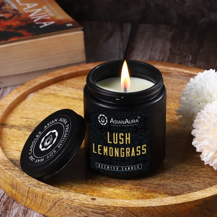 Black Screw Jar Candle - Lush Lemongrass
