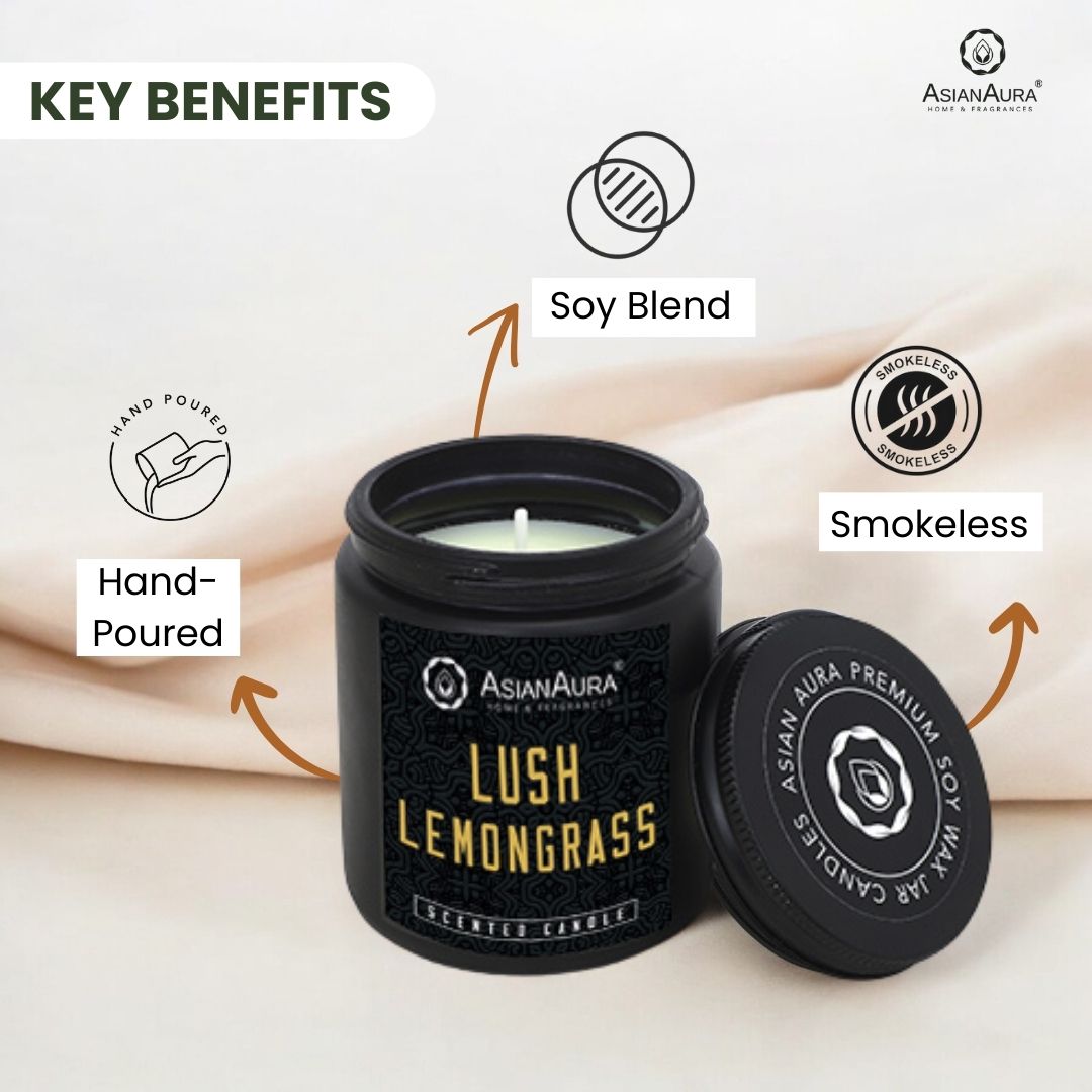 Black Screw Jar Candle - Lush Lemongrass