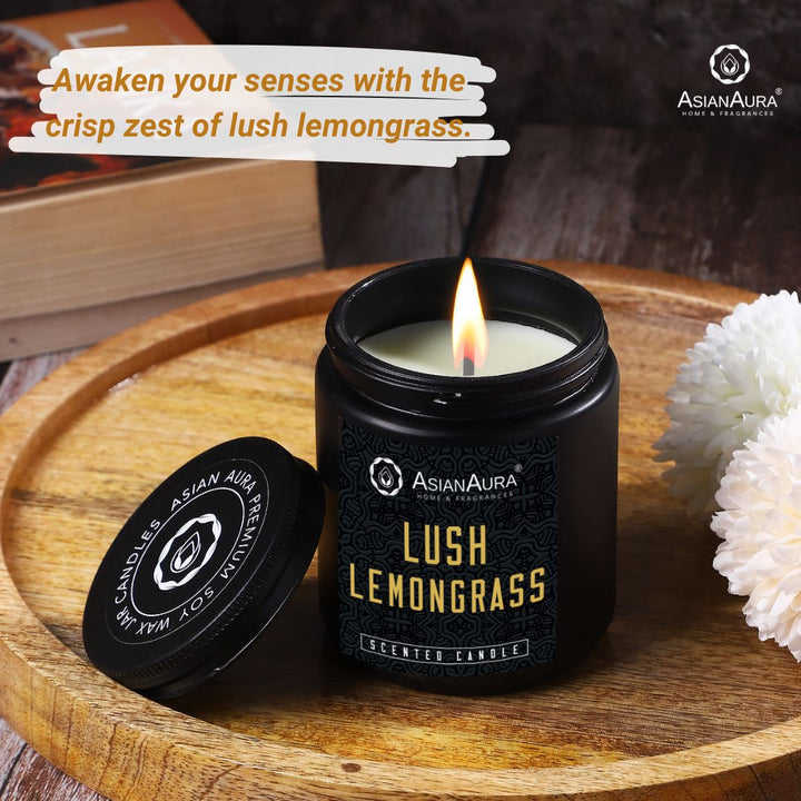 Black Screw Jar Candle - Lush Lemongrass