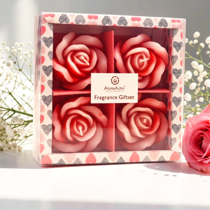 SCENTED FLOWERS CANDLES PACK OF 4